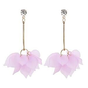 Acrylic Flower Petal Rhinestone Earrings
